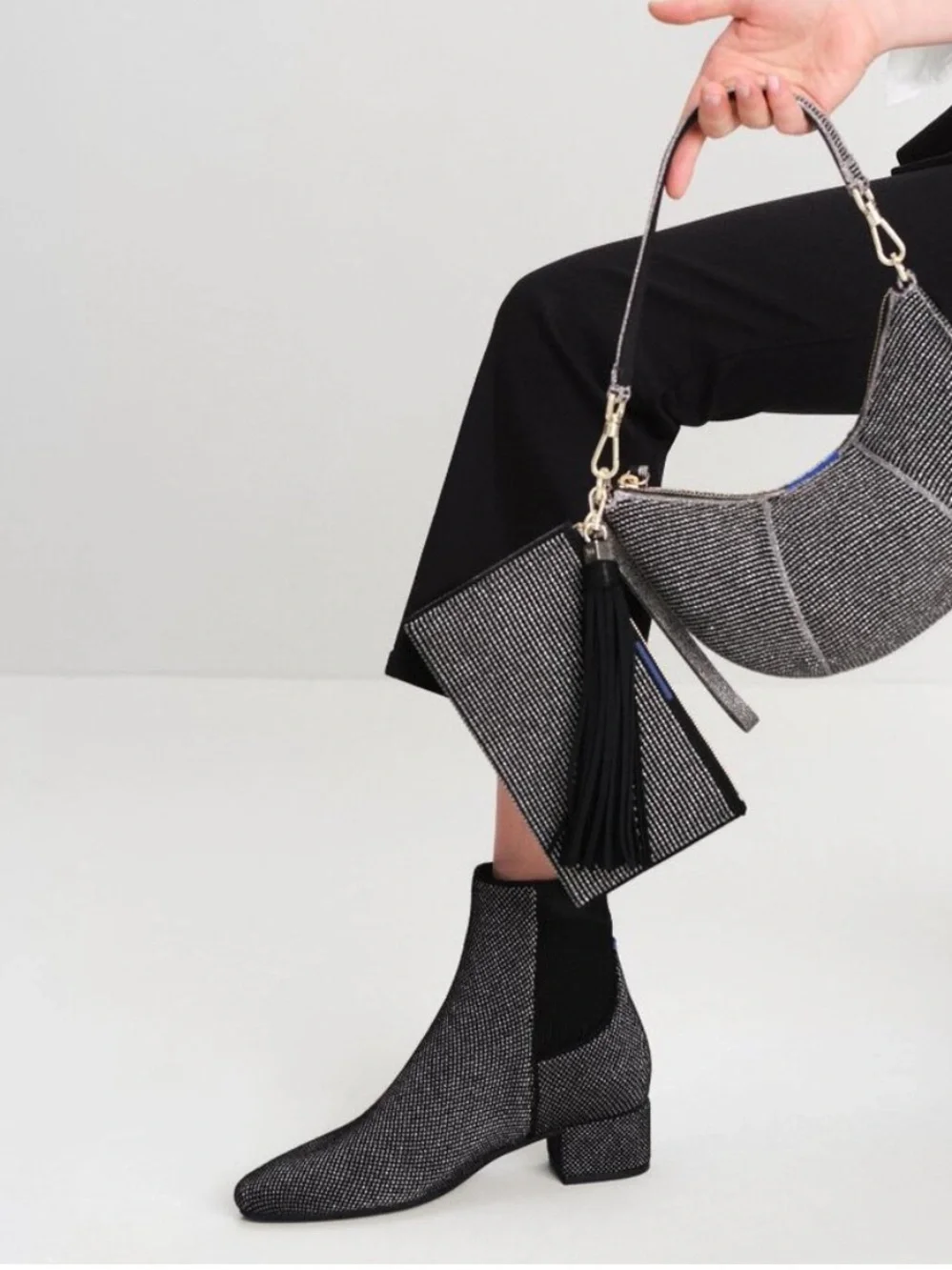 Rothy’s | The Classic Boot in Star Studded Merino Wool 8.5 Black Silver
